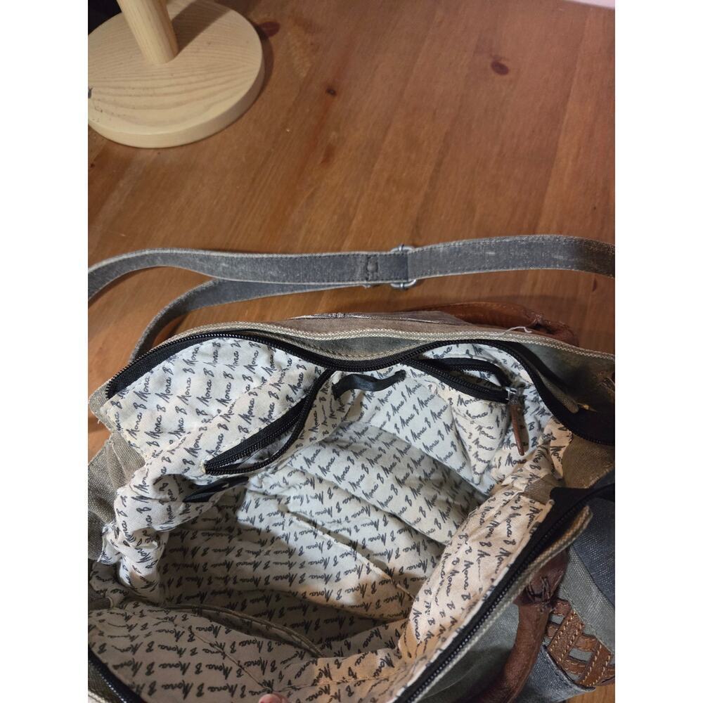 B Mona Crossbody Handbag Boho Cotton and Leather Medium Size - Picture 9 of 10